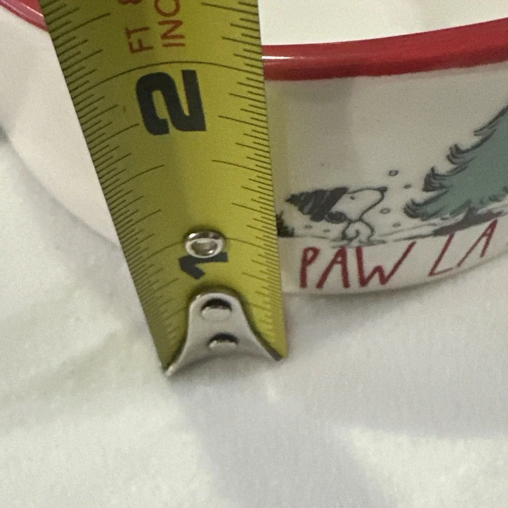 Rae Dunn Peanuts Dog Cat Pet Bowl, Winter Christmas, Paw La La !